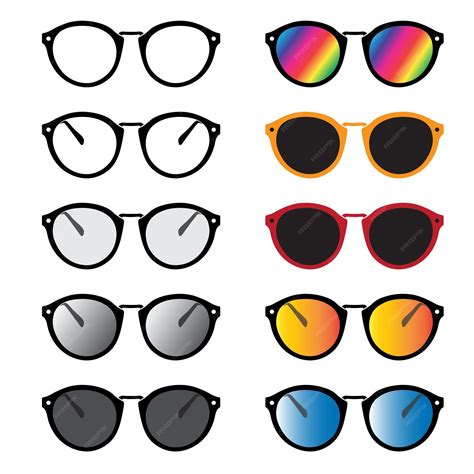 Vector group of an glasses and sunglasses isolated on white background ...