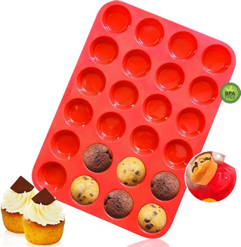 Amazon.com: Walfos Mini Silicone Muffin Pan, 24 Cups Mini Cupcake Pan ...