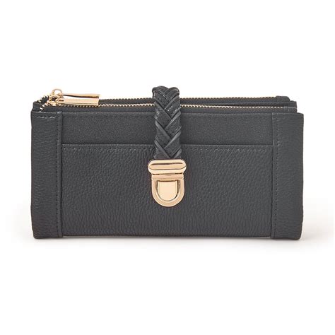 Buy Black Plait Push-Lock Wallet Online - Accessorize India
