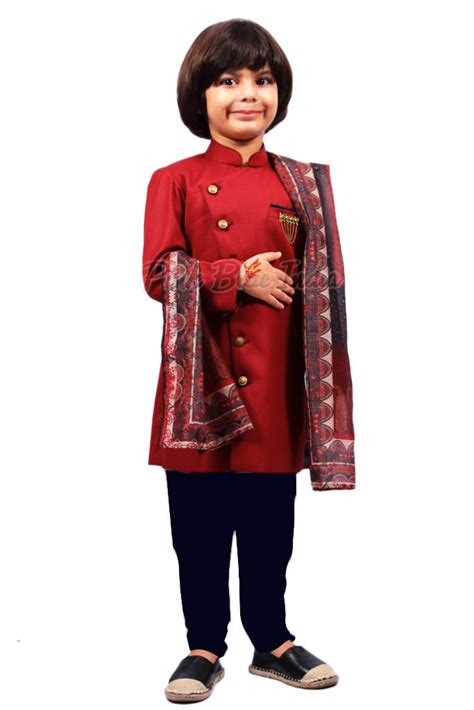 Buy Royal Maroon Sherwani for 4-5 year Baby Boy online