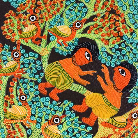 Traditional Intricate Patterns Gond Art Painting by Durgabai Vyam