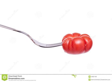 Red Beef Tomato with a Fork Stock Photo - Image of background, healthy ...