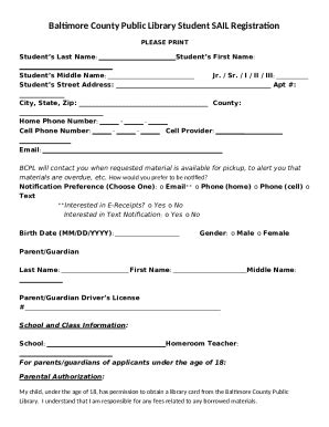 Student Sail Registration Doc Template | pdfFiller