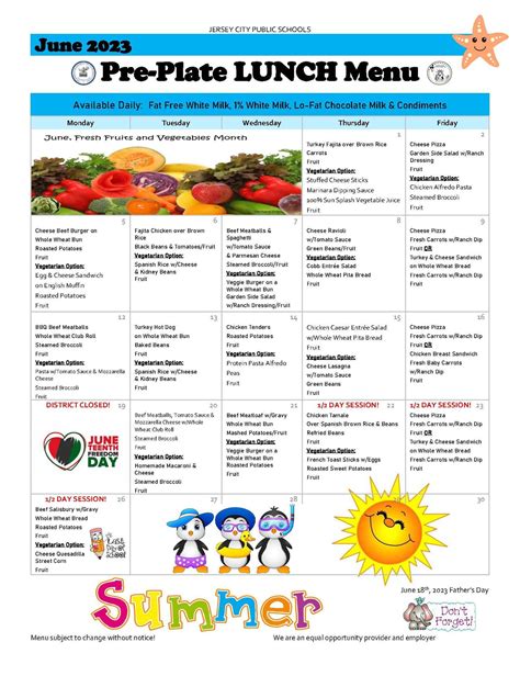 Menus – Food Services – Jersey City Public Schools