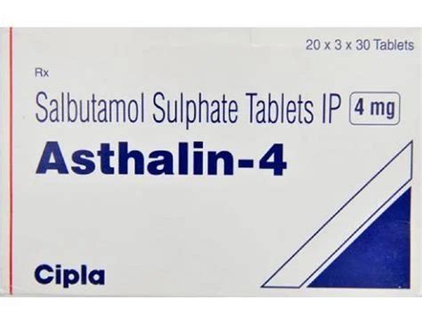 Respiratory and Anti Asthmatic Medicines - Asthalin 4mg (Salbutamol ...