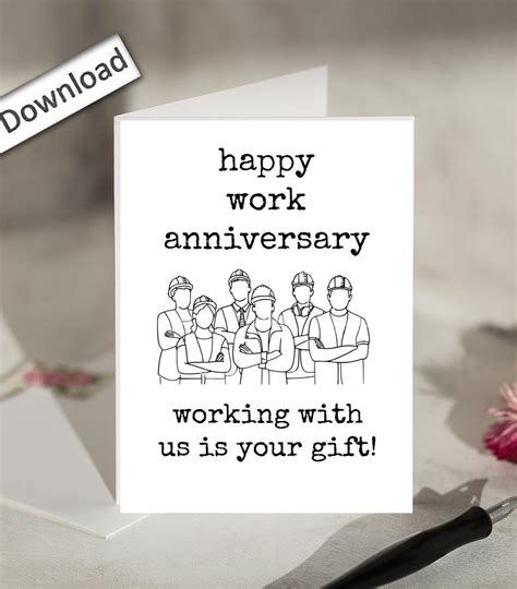 4x6, Work ANNIVERSARY Card, PRINTABLE, Happy Work Anniversary, Funny ...