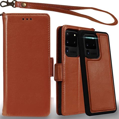 Mefon Genuine Leather Galaxy S20 Ultra Case Wallet, Magnetic Detachable ...
