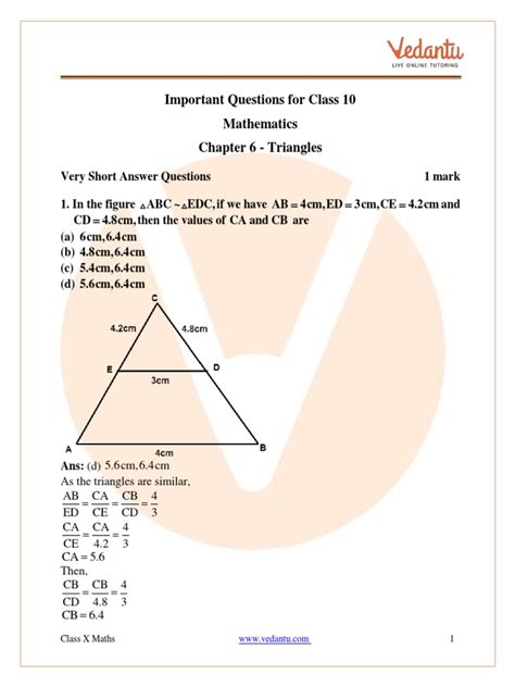Image result for Class 10th Triangles Case Study Questions