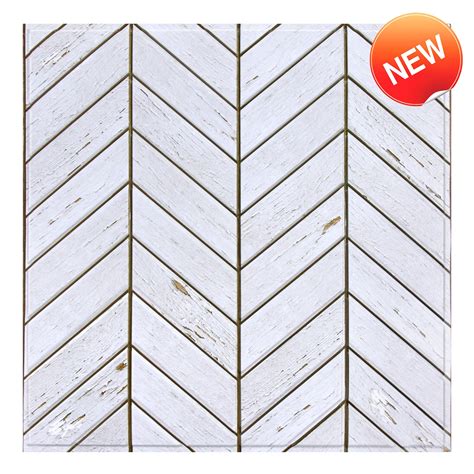 3D White Wood Herringbone Peel and Stick Wall Tile – Commomy