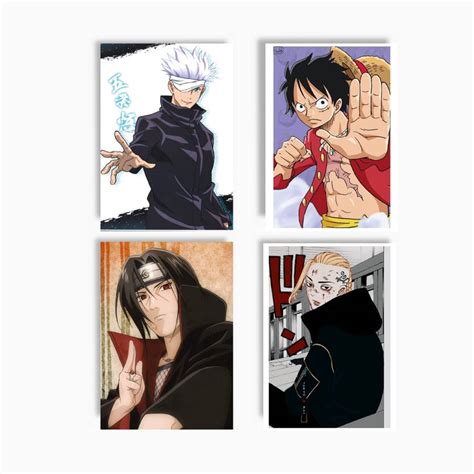 SET OF 4 ANIME POSTERS TOKYO REVENGERS , GOJO SATORU , ITACHI UCHIHA ...
