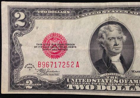 1928-D Circulated MULE $2 Two Dollar Bill US Currency 1928D United ...