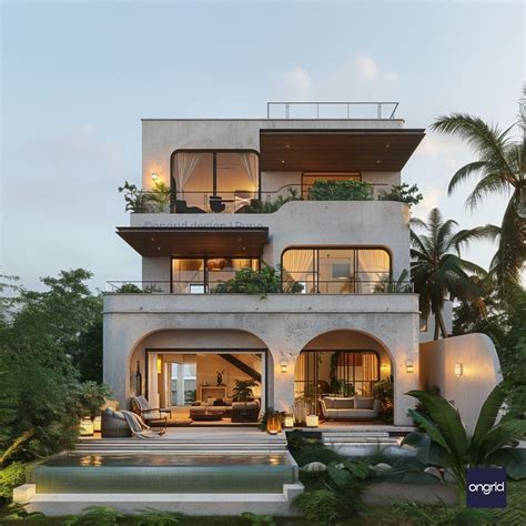 Unique 3-Story House Design - Curved Concrete Windows – Ongrid Design