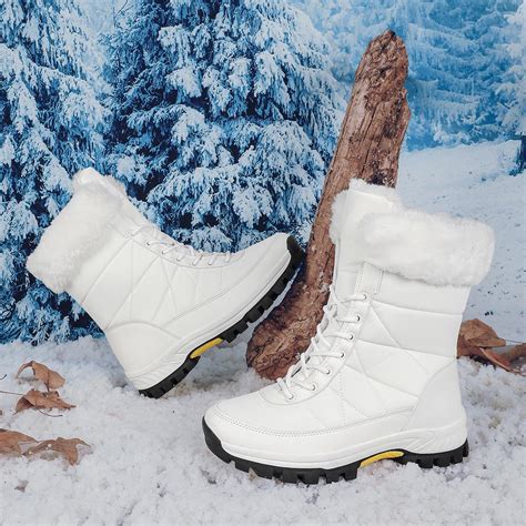 TUINANLE, White, Ankle Boots, Women, Winter Shoes, Keep Warm, Non-slip ...