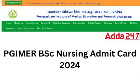 PGIMER BSc Nursing Admit Card 2024 Out, Check Download Link