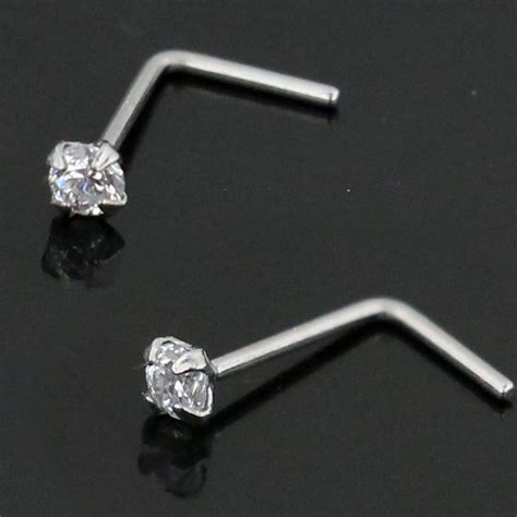 CZ Gemstone Nose Stud L Shaped Nose Stud Surgical Steel | Etsy UK