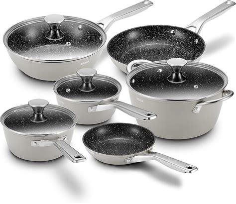Amazon.com: Induction Cookware Nonstick, BEZIA Pots and Pans Set for ...
