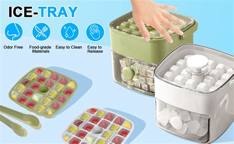 Buy Rexez Ice Cube Tray with Lid and Bin | Easy Release Ice Cube Mould ...