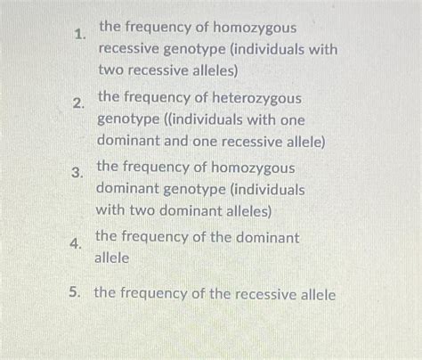 Solved the frequency of homozygous recessive genotype | Chegg.com