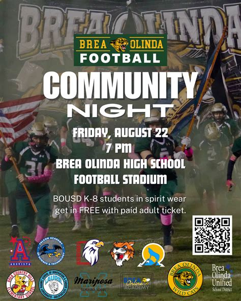 BOHS Community Night Football Game Aug. 22 | Brea Junior High School