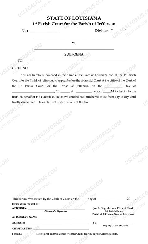 Louisiana Subpoena | US Legal Forms