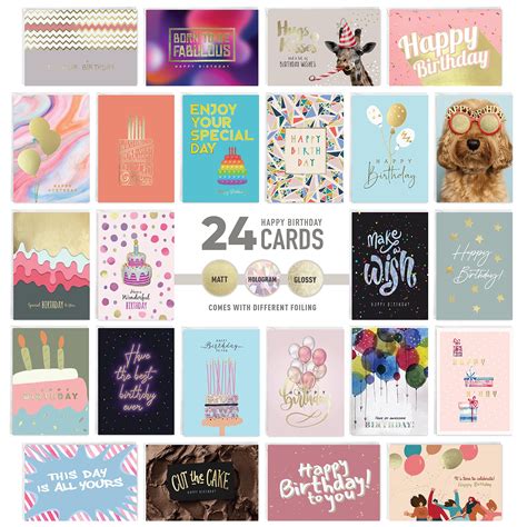 easykart labels 24 Unique Birthday Cards Assortment with Greetings ...