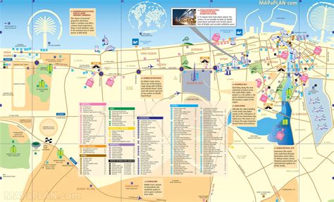 Map of Dubai tourist: attractions and monuments of Dubai