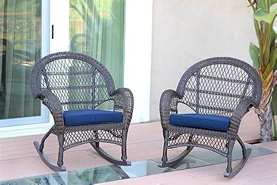 Jeco Wicker Rocker Chair with Blue Cushion, Set of India | Ubuy