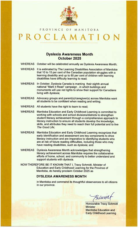 Proclamation: Dyslexia Awareness Month - October