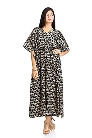 Buy Handicraft-Palace Women's Cotton Floral Maxi Nightgown (KL-19_Black ...