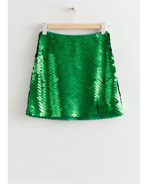 & Other Stories Sequin Mini Skirt in Green | Lyst