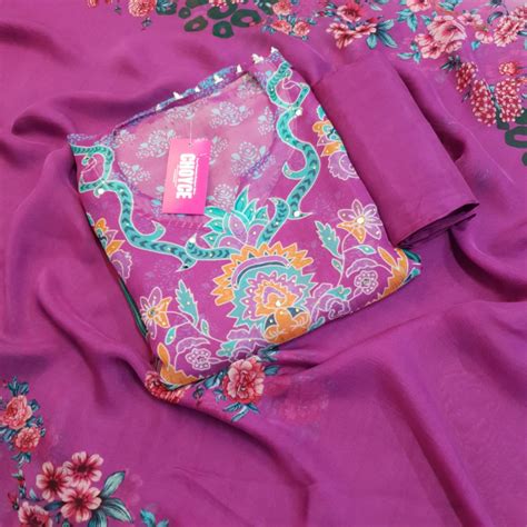 Set 37-27th Aug - Purple Floral Printed Organza - Mirror & Mukesh ...