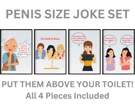Penis Size Joke Set, Funny Bathroom Decor, Bathroom Humor, Wall Art ...
