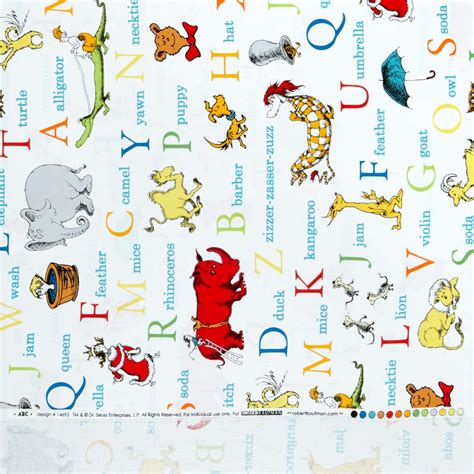 Dr. Seuss ABC Alphabet Words Adventure, Quilting Fabric by the Yard ...