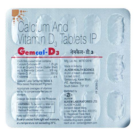 Buy Gemcal D3 Tablet | 19 Minutes Delivery | Apollo Pharmacy