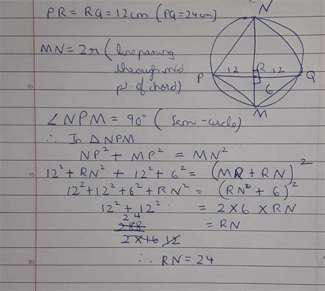 PQ is a chord of a circle. The length of PQ is 24 cm.R is the mid-point ...