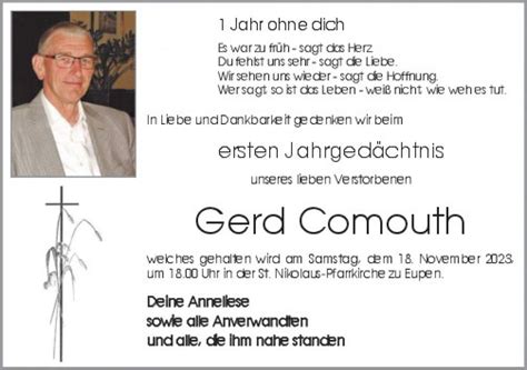Herr Comouth Gerd - Nachrufe und Jahrgedächtnis - GrenzEcho