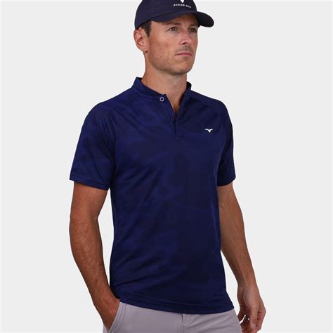 Navy Blue Golf Shirt with Blade Collar | The Avalon Tour Blade Shirt