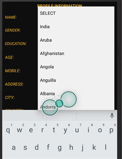 Android Spinner Example 的图像结果