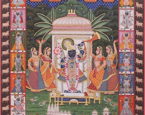 Shrinath Ji Pichwai Painting on Cloth, Indian Pichwai Painting, Wall ...