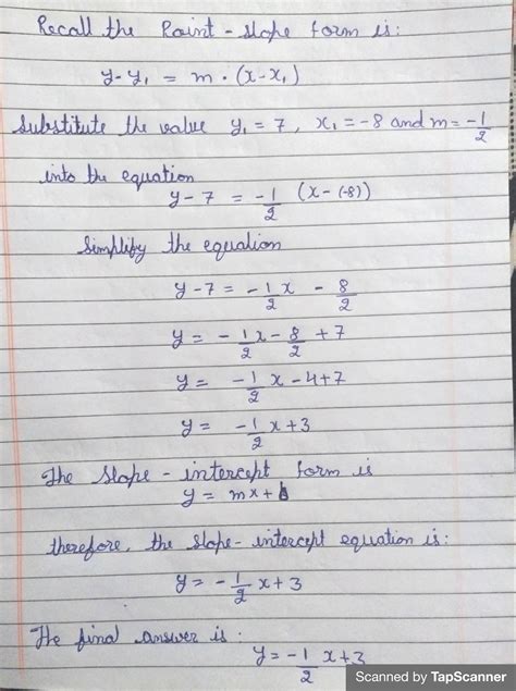 [Solved] Write the slope-intercept equation of the function of whose ...