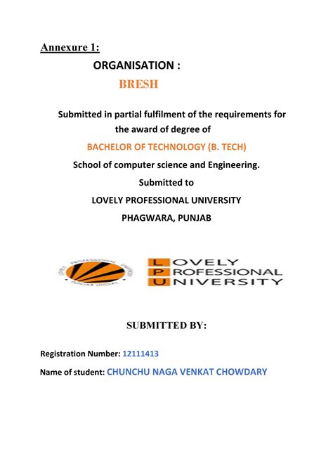 Cdp new - hjgjjg - Annexure 1: ####### ORGANISATION : ####### BRESH ...