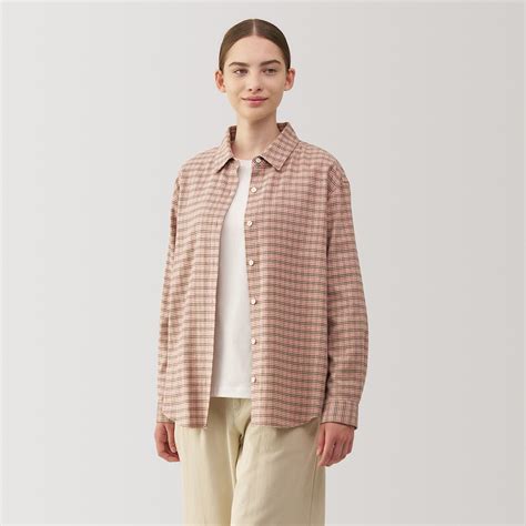 ÁO SƠ MI NỮ CỔ BẺ DÀI TAY VẢI FLANNEL CHẢI HAI MẶT Nữ XXL Kẻ hồng khói ...