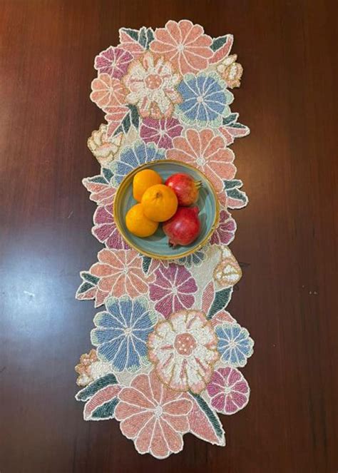 Get Multicolored Floral Beaded Table Runner at ₹ 1850 | LBB Shop