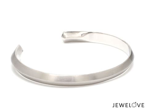 Jewelove™ Bangles & Bracelets Unisex Platinum Open Kada Mate Finish JL ...