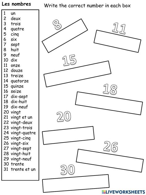 Image result for French Numbers Worksheets Printable