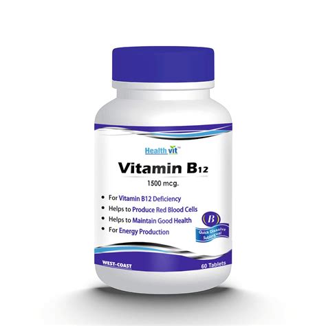 HealthVit Vitamin B12 1500mcg - 60 Tablets – Healthvit