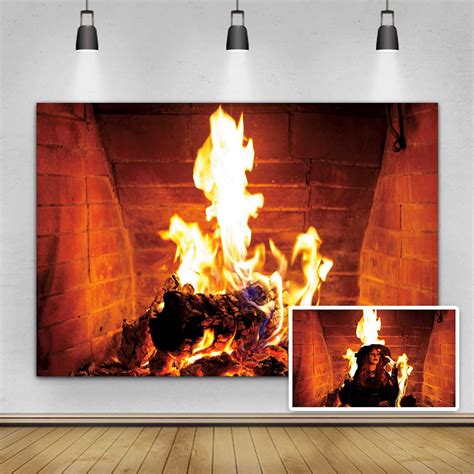 Buy Yeele 7x5ft Burning Firewoods Backdrop Large Warm Fireplace Flaming ...