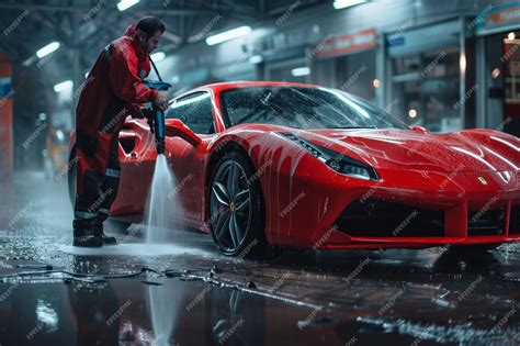 Premium Photo | Car wash expert using water pressure washer
