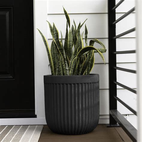 Ilyapa 14 Inch Large Fluted Modern Concrete Planter - 14x14 Inch Indoor ...