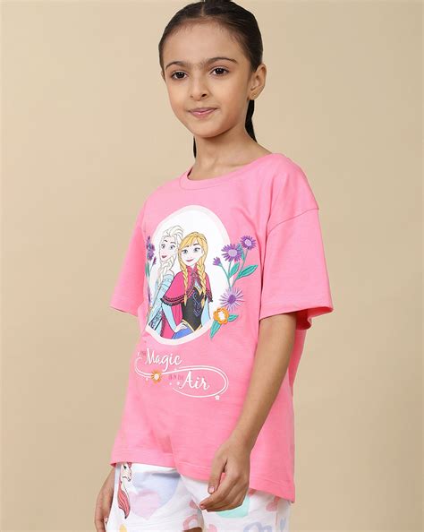 Frozen Printed oversized Fit Tshirt For Girls – Kidsville